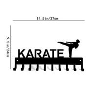 Karate medalių pakabukas Diržų stovas Keturiolika su puse colio Dešimt kabliukų Metalinis sienos meno kūrinys Metalinis karate pakabukas Diržų stovas Keturiolika su puse bronza