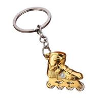 Zinc Alloy Keychain Pendant, 3D Simulated Roller Skate Shape Key Ring, Multiple Colors Practical Hanging Gift auksinė
