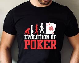Evolution Of Poker T-Shirt, Lucky Playing Card Casino T-Shirt Retro Vintage Family Presents Shirt Birthday Gift Christmas Xmas Gift Tee Tops 2XL white