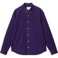 Carhartt WIP Solid Color Logo Embroidered Single-Breasted Point Collar Long Sleeve Shirt Men shirts Purple I030580-1ZT-XX M blue
