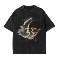 Obscur Expedition 33 Graphic T-shirt Vintage Washed Oversized T Shirt Men Women Clothing Cotton Short Sleeve S gray