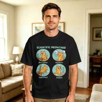 Scientific Meowthod Funny Cat Science Math Pun Stem Cats Cotton T Shirt For Unisexs Summer Y2k Casual T Shirts Leisure Tees Gift L white