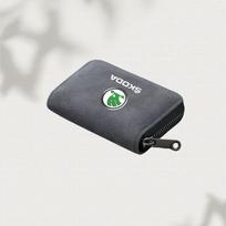 Car Credit Card Holder Wallet Leather Card key Bag Zipper Pocket for Skoda VRS Octavia A7 Fabia Rapid Kodiaq Superb Accessories gjbx97 pilka spalva