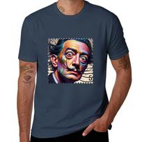 Portrait Of Salvador Dali Post Stamp Tshirt T Shirts For Unisex Pack Cotton T Shirts For Unisex Graphic Funny Tshirt S black