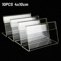 10/15 vnt. 4*10cm Akrilinis stendas informacinei lentelkei Verslo kortelės etiketės Laikiklis etiketėms 10pcs white