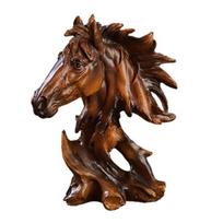 Arklienos Galvos Statulėlė Rustic Gyvūno Biustas Skulptūra Derva Retro Ornamentas Biurui Svetainei Knygų Lentynai Židiniui Stalo Viršui Horse black