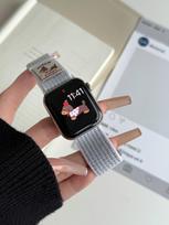 Dachshund Nylon Velcro Strap For Applewatch10 Apple Watch Iwatch9876 Generation Se 38/40/41/(10th generation 42mm) universal pilka spalva