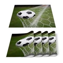 1Pcs Placemat Soccer Balls Football Field Printed Table Mat For Tables Heat-insulation Cotton Linen Kitchen Dining Pads (as the picture,1pcs 30x40cm) gray