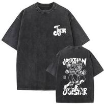 Skalbti Vintažiniai Anime JoJo Keisti Nuotykiai Polnareff Grafiniai Marškinėliai Vyrams Moterims Manga Laisvalaikio Medvilniniai Marškinėliai Gatvės Apranga Unisex 2XL black