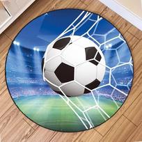 Futbolo tematikos apvalus kilimas 3D futbolo sportinio stiliaus kilimas Neslystantis didelio ploto kilimas svetainei, miegamajam, vaikų kambariui dekoruoti 60cm x 60cm white