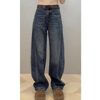 Women's High Waist Wide Leg Jeans Loose Fit Commuter Style Barrel Pants Non Stretch Cotton Denim Trousers For Plus Size Women Fall Casual Outfit S mėlyna