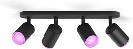 Philips Hue White and Color Ambiance Fugato smart spotlight, black, 4 x 4.2W, GU10 (929003810201)