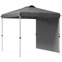 Folding Garden Tent of 2.5x2.5 m with Adjustable Height Anti-UV with 1 Side Wall and Sand Bags Dark Grey 247 x 247 x 268 cm