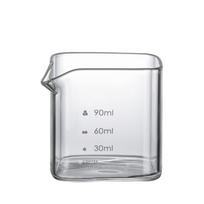 90/120 ml kvadratinis espresso matavimo puodelis su skale, skaidrus, su vienu snapeliu, pieno ąsotis, kavos reikmenys, stiklinis virtuvinis matavimo puodelis S