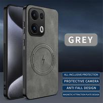 For Oppo Reno13 Pro/Oppo Reno13 F/Reno13Pro Case Simple Stylish Magnetic Suction Luxury PU Leather Skin-friendly Anti-drop Cover Oppo Reno13 pilka
