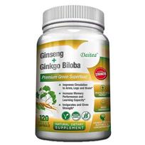 Ginsen & Ginkgo Biloba Dietary Supplement Capsules, 120 Veggie Capsules 60‑Day Supply 120 Capsules