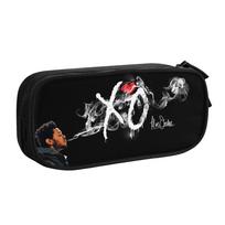 Kawaii Canadian Singer The Weeknd XO  Pencil Case for Boys Girls Large Capacity  Pencil Box Stationery 21x10.5x5cm gray