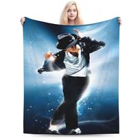 1pc Michael Jackson Moonwalk Dance Flannel Blanket, All Season Super Soft Warm Throw Blanket for Bedroom Living Room Camping, Ki 75cmx90cm black
