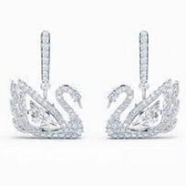 Swarovski Šokantis gulbės lašiniai auskarai Padengti baltu rodžiu 5514420 balta
