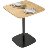 Mažas valgomojo stalas, 60 cm, kvadratinis, MDF stalviršis, plieninis pagrindas, svetainei, valgomajam, virtuvei, natūralaus medžio+juodas 60 x 60 x 75 cm natūrali