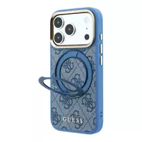 GUESS PU 4G Ring Stand MagSafe Case for iPhone 18 Pro Blue