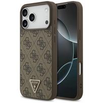 GUESS Etui Leather 4G Triangle Strass MagSafe for iPhone 18 Pro Max / 17 Pro Max brown
