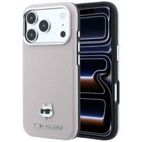 Karl Lagerfeld Grained Choupette Head Metal MagSafe Case for iPhone 18 Pro Max / 17 Pro Max pink