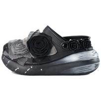 Crocs Classic clog NR Spring Rose Personality Sweet Cool Casual Comfort High Street Embroidered Hole Shoes Unisex Black and Silver 34-35 black