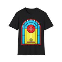 Stained Glass Basketball Tee, Hoops Fan Shirt, Slam Dunk Graphic Tee 2XL black