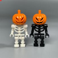 MOC Bricks DIY Black white pumpkin skeleton skull Assembly action figure Learning-Focused Constructing blocks children playthings presents black