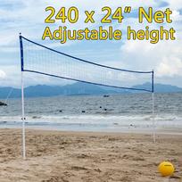 Portable Beach Volleyball Net System Set Outdoor Sports Volleyball Training PVC tube Adjustable Posts Ball Hand Pump gray