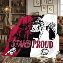 JoJo's Bizarre Adventure Flannel Blanket Printed - Warm Comfortable, Fits Bedrooms, Sofas, Beds, Chairs, Picnics, Travel -HE31 75x90cm red