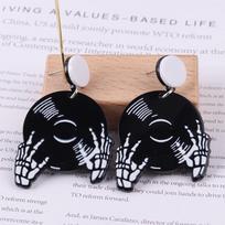 New Black Melted  DJ Vinyl Record Acrylic Halloween Earrings for Women Hip Hop Tape Disc Dangle Earring Personalized Jewelry beige