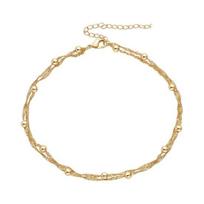 Women 2 Layers Anklet Adjustable Extended Lobster Clip Chain Waterproof Alloy Solid Color auksinė