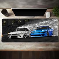 Drift S13 and S15 JDM Car Large mousepad Desktop Black table mat gaming mousepad Work Games Office Home Boys desktop accessories 30cmx60cm(11.8x23.6inch) gray