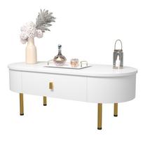 Coffee table with two drawers, golden handles and legs, curved corners.[OLD SKU: WF325996000WAA] 108 x 50 x 40 cm balta