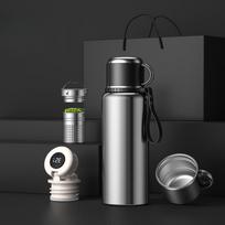2L Termosas Izoliuotas Vandens Butelis Karšto Vandens Butelis Vakuuminis Termosas Išmanus Kavos Gėrimų Puodelis Nerūdijančio Plieno Dvigubų Sienelių Virduliai 600-2000ml gray