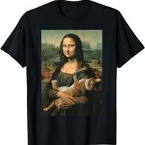 Men'S Casual T-Shirt Featuring Humorous Mona Lisa Orange Tabby Cat Design Made From Soft Perfec M gray