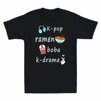 Tea Gift Men's Boba Ramen T-Shirt K-Pop Bubble Lover K-Drama Cotton Kawaii Cute S white