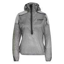 Adidas Letter Print Lightweight Hooded Jacket Women Jackets Gray H11749 XS gray