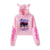 KPOP Demon Hunters Saja Boys Hoodie Woman Graphic Pullover Anime Movie Cosplay Cat Ear Hood Sweatshirt School Tops XL tamsiai mėlyna spalva