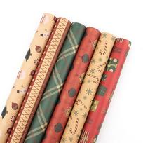 6 vnt. Retro Kalėdinis Kraft popierius Dovanų pakavimo DIY rinkinys 6Pcs* 50 * 70CM