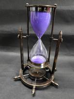 Brass Sand Timer with Compass – Vintage 5 Minute Nautical Gift gray