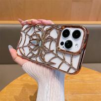 Applicable to iPhone16PRO mobile phone case creative electroplating spider hollow heat dissipation Apple 15/14 soft case anti-drop iPhone11 white
