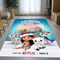 Cute Gabby Dollhouse Cartoon Girl Living Room Non-Slip Area Rug Soft Carpet for Bedroom Kids Playroom Sofa,Home Decor Doormat 40x60cm white