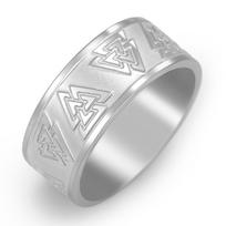 Stainless Steel Valknut Ring Odin Symbol Norse Mythology Amulet Ring for Men Women Vintage Punk Biker Jewelry 10 white