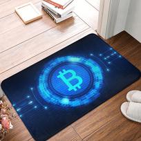 Bitcoin Cryptocurrency Crypto Digital Code Doormat Mat Anti-Slip BTC Blockchain Bath Kitchen Garage Rug Carpet 40*60cm 40X60CM blue