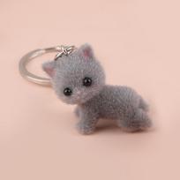 Animacinis 3D flokuotas gulintis katinas raktų pakabukas mielas gulintis kačiukas gyvūnas raktų pakabukas pakabukas pasidaryk pats kuprinės pakabukai automobilio krepšio dekoras žaislas dovanos Grey With Keychain gray