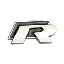 Metal Car Grille Emblem Rear Trunk Badge Stickers for Volkswagen VW R Rline Polo Golf Jetta Beetle CC Bora Tiguan Touran Passat VP3 gray