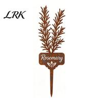 Durable Iron Plant Stakes for Soil Metal Garden Stake, Rusty Rosemary Label, Decorative Rustic Signs Pots Thyme Marker Yard Herbs, Raised Bed, Planter B brown